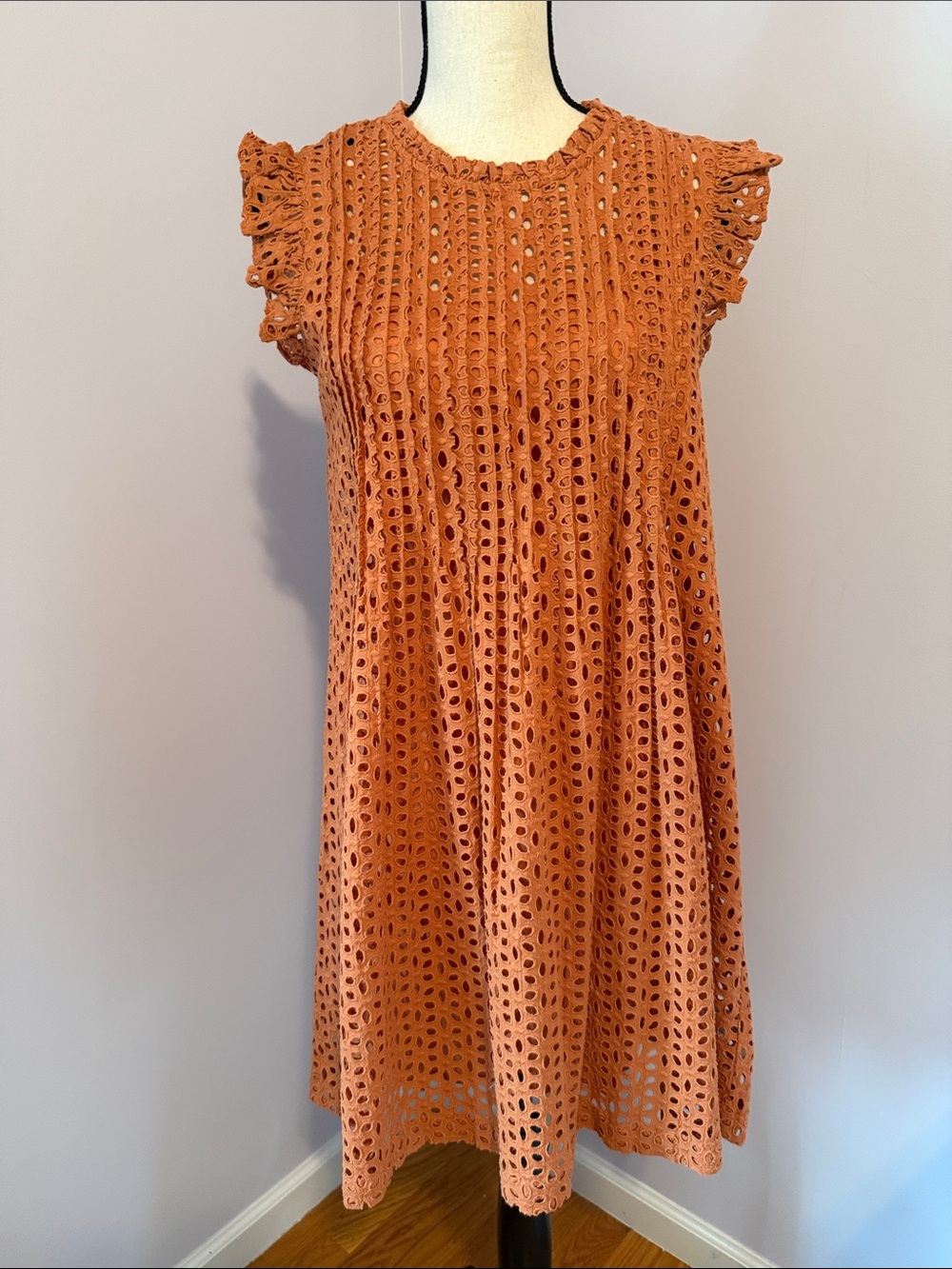 Madewell Orange Eyelet Midi Dress